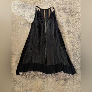 BCBG MaxAzria Dark Grey and Shiny Two Layered Dress